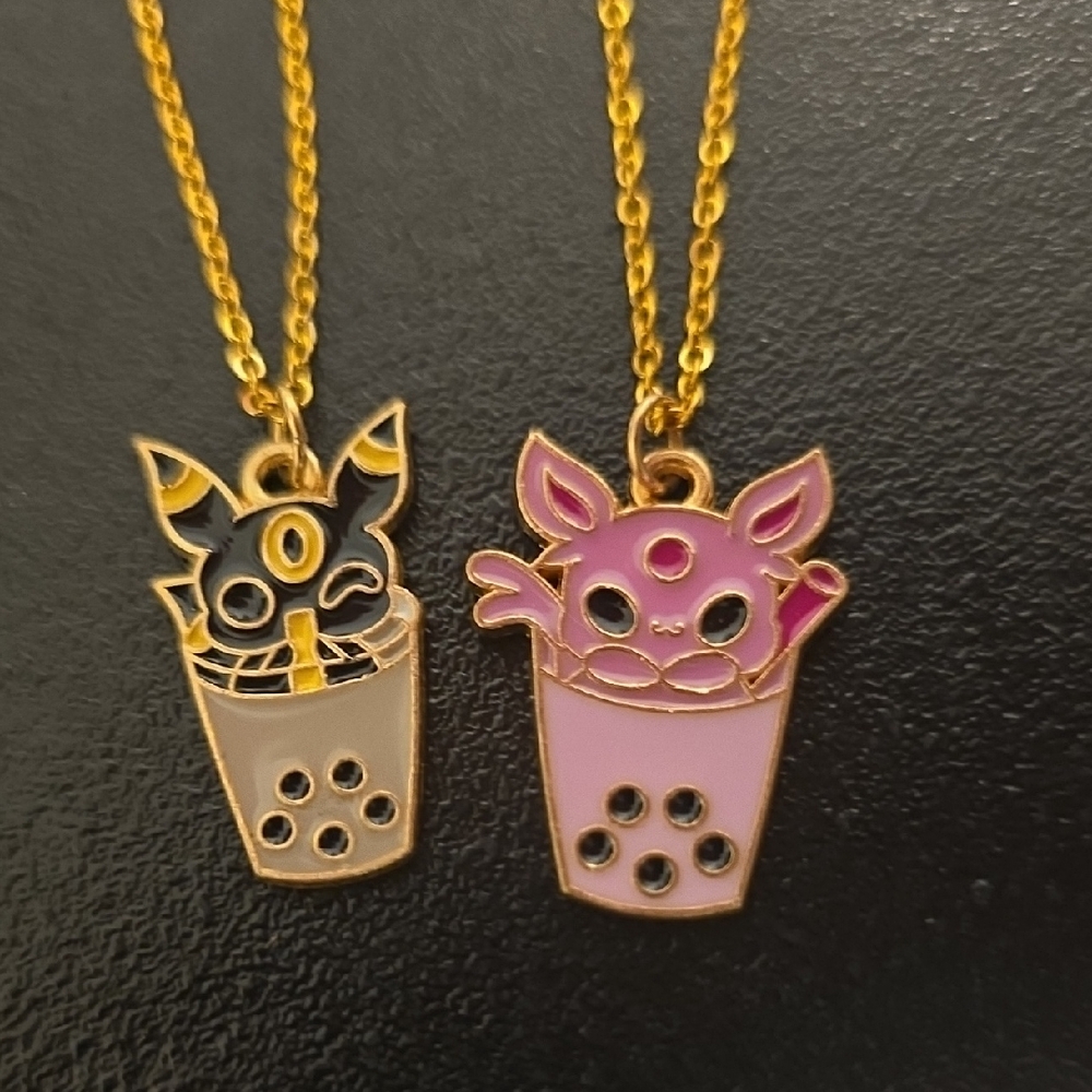 Unbeon & Espeon Boba Necklace Set